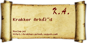 Krakker Arkád névjegykártya